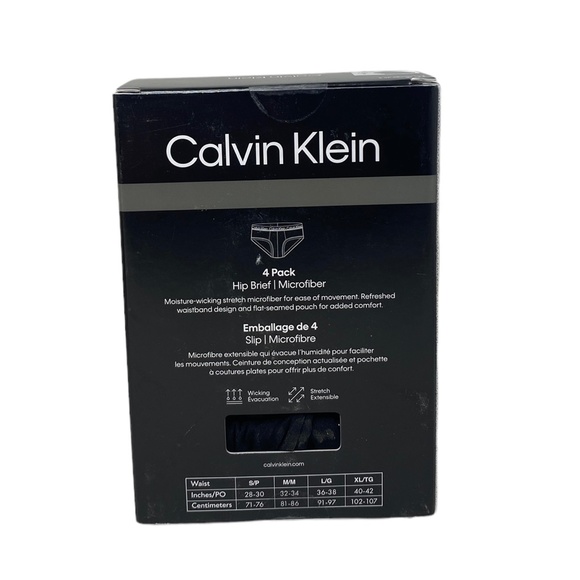 Calvin Klein Microfiber Black Hip Brief 4 Pack Underwear Men's Size NP24450009 - Picture 8 of 9